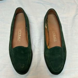 GREEN SUEDE LOAFERS SIZE 4